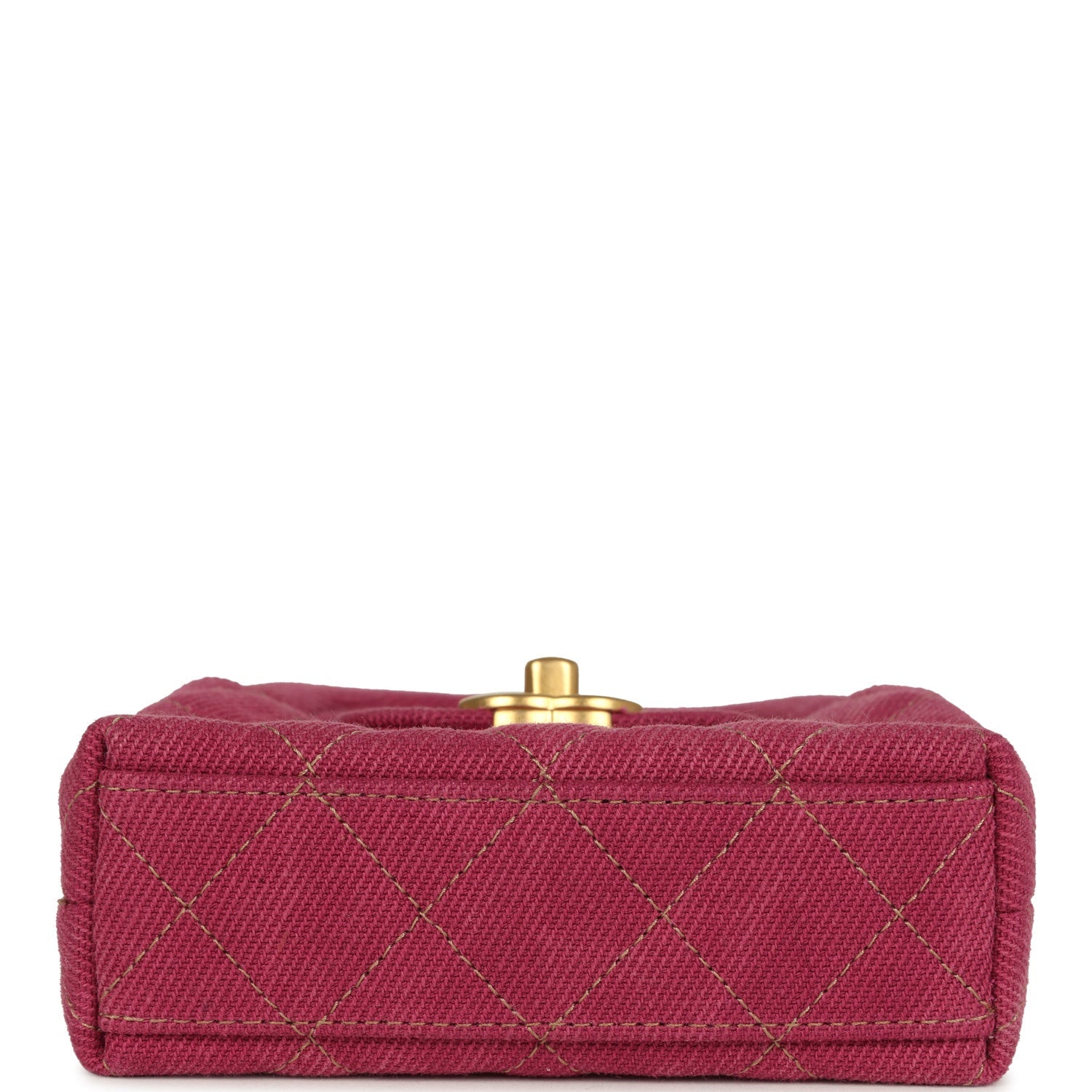 Nano Kelly Shopper Fuchsia Washed Denim Brushed Gold Hardware