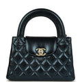 Small Kelly Shopper Metallic Blue Calfskin Brushed Gold Hardware