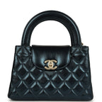 Small Kelly Shopper Metallic Blue Calfskin Brushed Gold Hardware