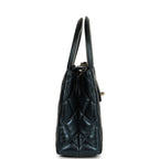 Small Kelly Shopper Metallic Blue Calfskin Brushed Gold Hardware