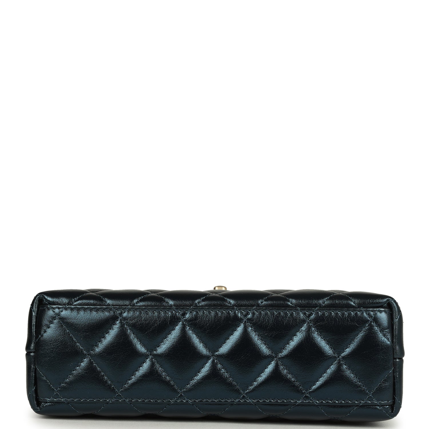 Small Kelly Shopper Metallic Blue Calfskin Brushed Gold Hardware