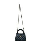Small Kelly Shopper Metallic Blue Calfskin Brushed Gold Hardware