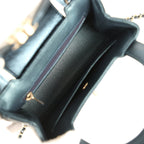 Small Kelly Shopper Metallic Blue Calfskin Brushed Gold Hardware