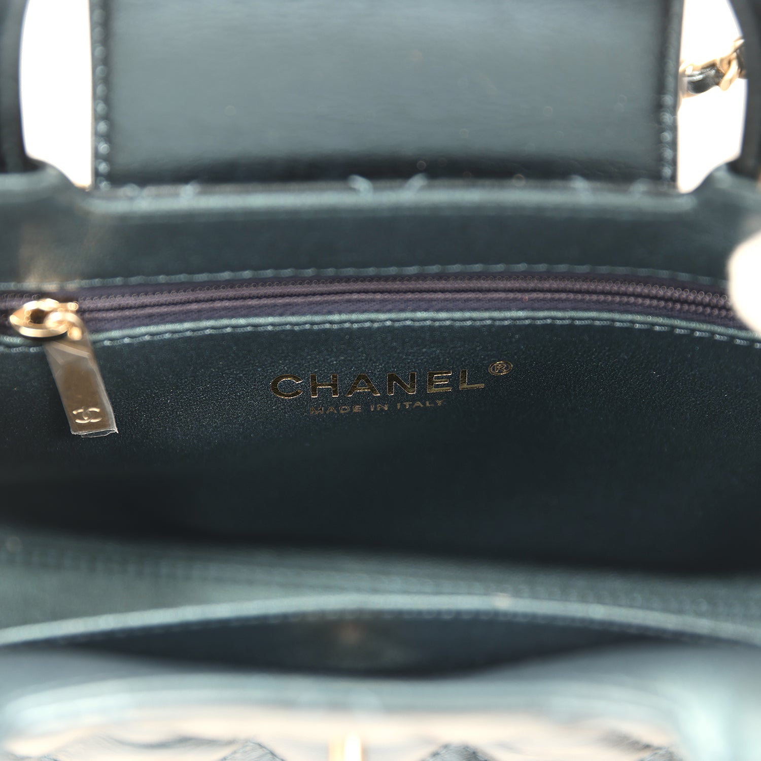 Small Kelly Shopper Metallic Blue Calfskin Brushed Gold Hardware