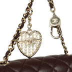 Nano Classic Double Flap Bag Charm Dark Brown Lambskin Light Gold Hardware