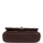 Nano Classic Double Flap Bag Charm Dark Brown Lambskin Light Gold Hardware