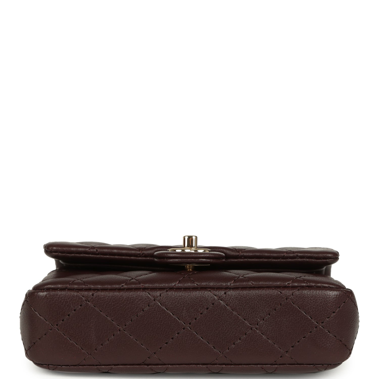 Nano Classic Double Flap Bag Charm Dark Brown Lambskin Light Gold Hardware