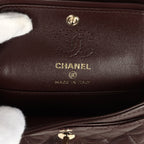 Nano Classic Double Flap Bag Charm Dark Brown Lambskin Light Gold Hardware