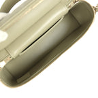 Trendy Top Handle Long Vanity Case with Chain Khaki Caviar Light Gold Hardware