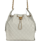 Medium 25 Hobo Bag Light Grey Caviar Antique Gold Hardware