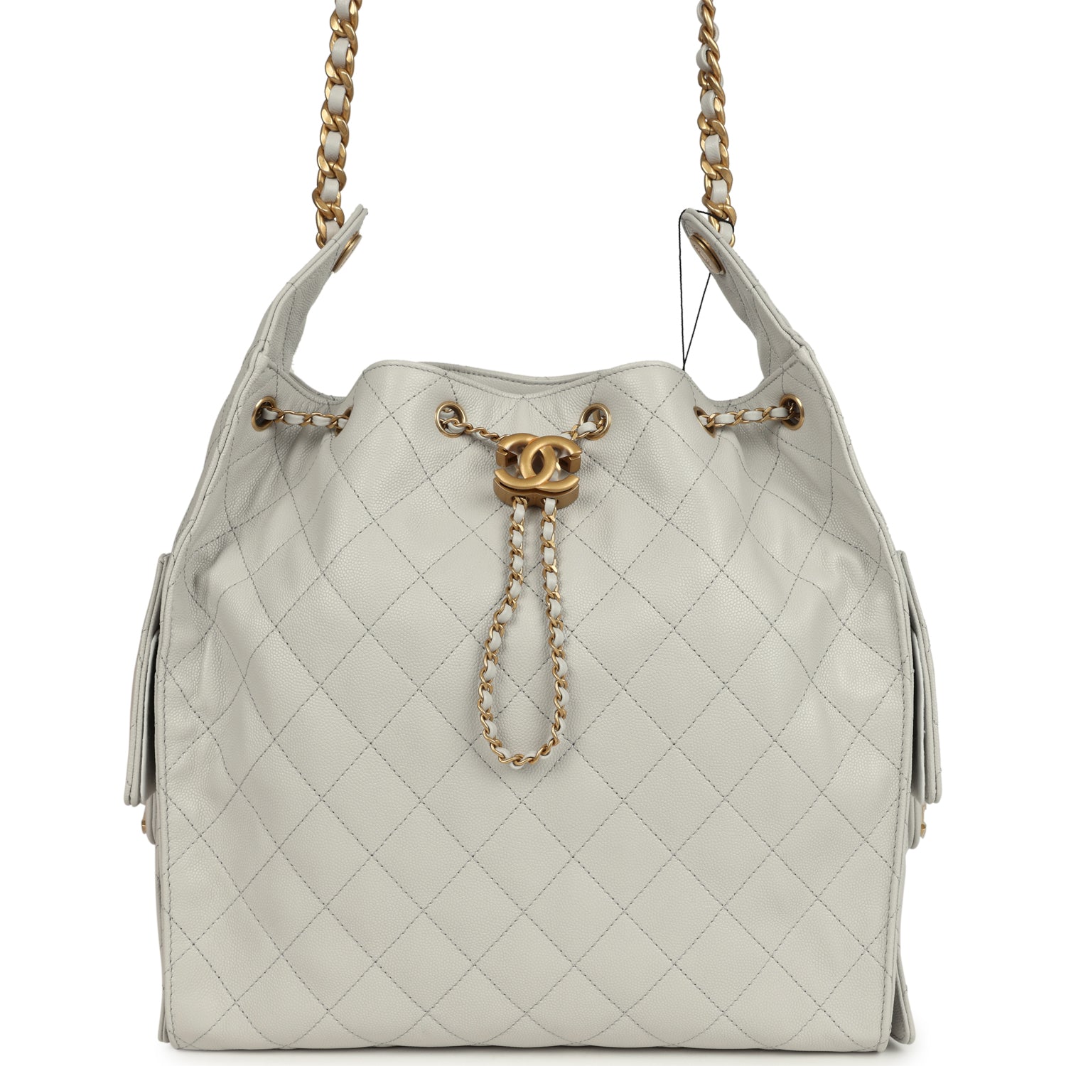 Medium 25 Hobo Bag Light Grey Caviar Antique Gold Hardware