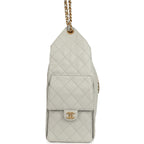 Medium 25 Hobo Bag Light Grey Caviar Antique Gold Hardware
