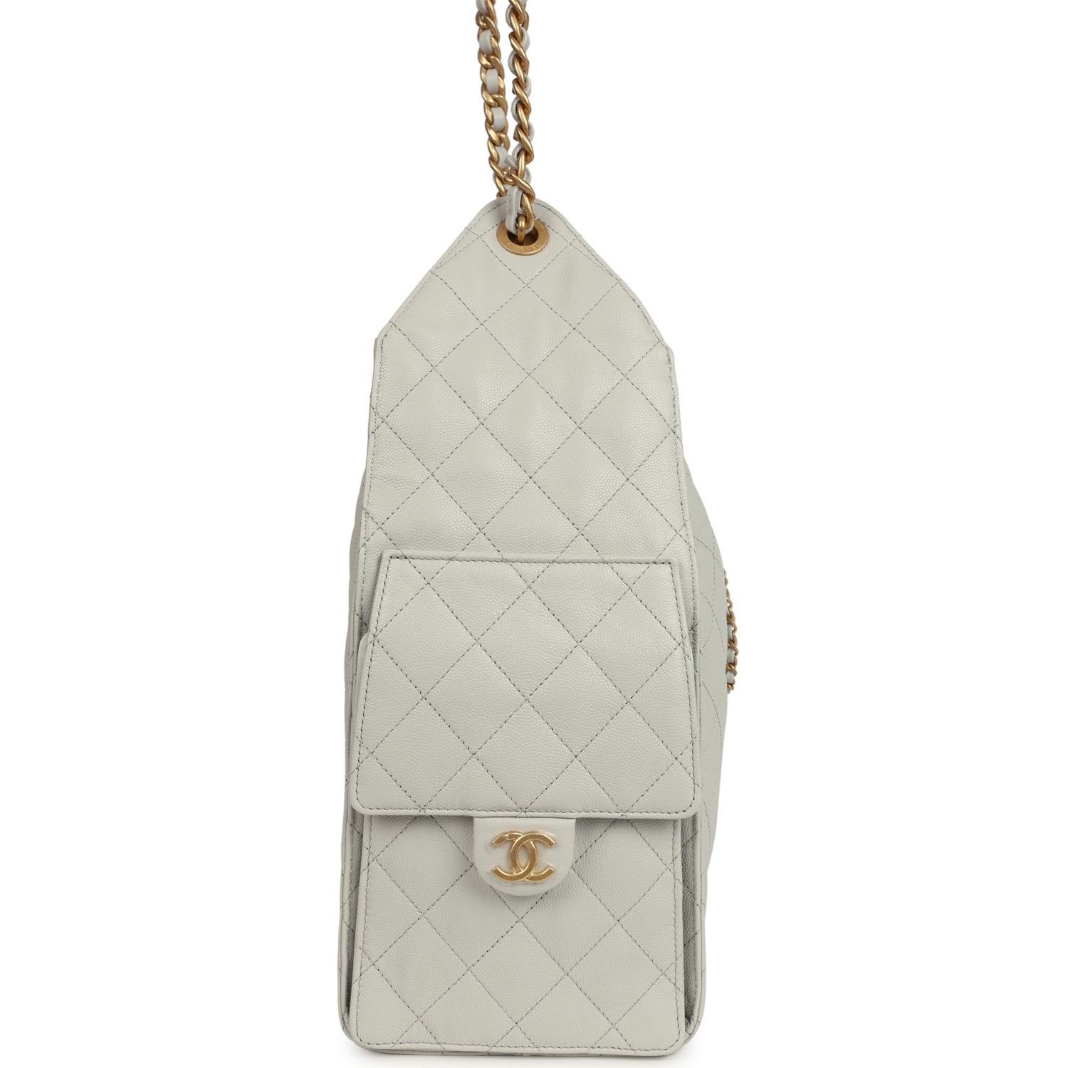 Medium 25 Hobo Bag Light Grey Caviar Antique Gold Hardware