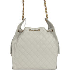Medium 25 Hobo Bag Light Grey Caviar Antique Gold Hardware