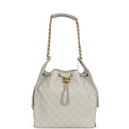 Medium 25 Hobo Bag Light Grey Caviar Antique Gold Hardware