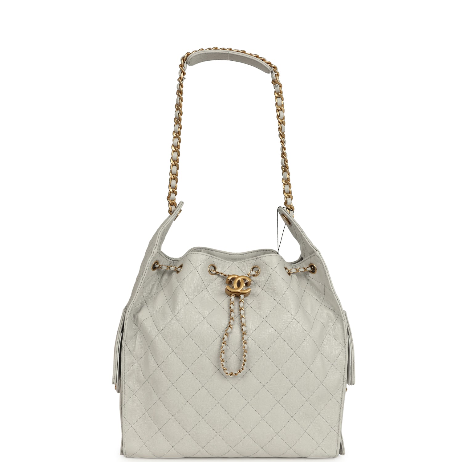 Medium 25 Hobo Bag Light Grey Caviar Antique Gold Hardware