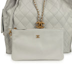 Medium 25 Hobo Bag Light Grey Caviar Antique Gold Hardware