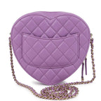 CC In Love Large Heart Bag with Chain Purple Lambskin Light Gold Hardware