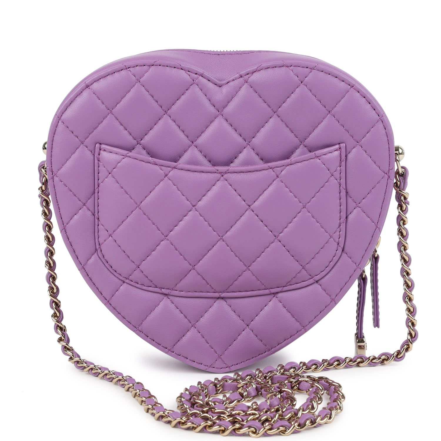 CC In Love Large Heart Bag with Chain Purple Lambskin Light Gold Hardware