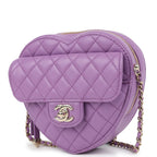 CC In Love Large Heart Bag with Chain Purple Lambskin Light Gold Hardware
