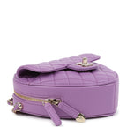 CC In Love Large Heart Bag with Chain Purple Lambskin Light Gold Hardware