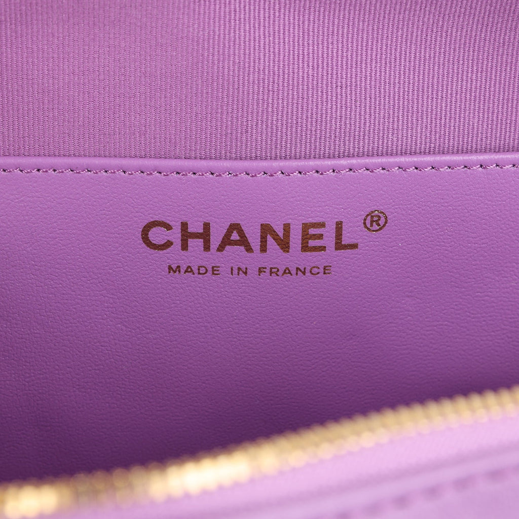 CC In Love Large Heart Bag with Chain Purple Lambskin Light Gold Hardware