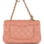 Nano Classic Double Flap Bag Charm Pink Lambskin Light Gold Hardware