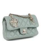 Nano Classic Double Flap Bag Charm Dark Green Lambskin Light Gold Hardware