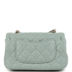 Nano Classic Double Flap Bag Charm Dark Green Lambskin Light Gold Hardware