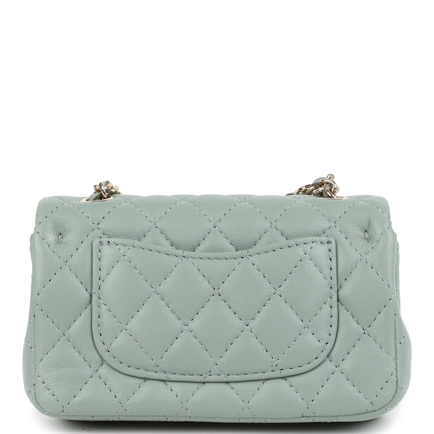 Nano Classic Double Flap Bag Charm Dark Green Lambskin Light Gold Hardware