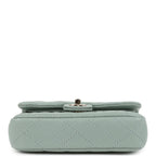 Nano Classic Double Flap Bag Charm Dark Green Lambskin Light Gold Hardware