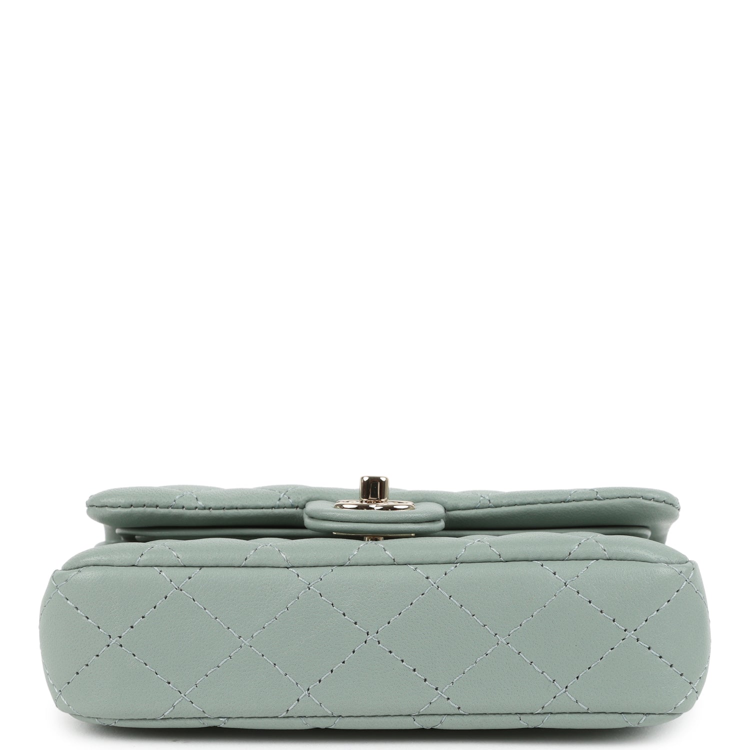 Nano Classic Double Flap Bag Charm Dark Green Lambskin Light Gold Hardware