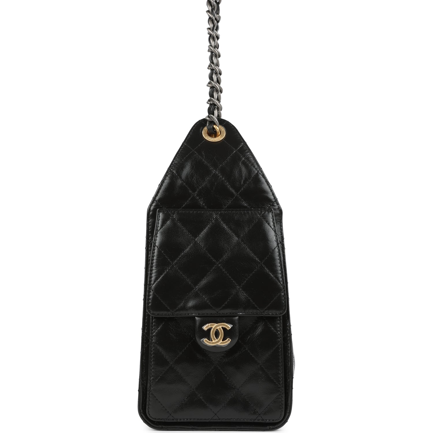 Small 25 Hobo Bag Black Shiny Crumpled Calfskin Mixed Metal Hardware