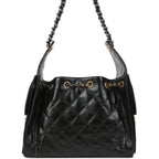 Small 25 Hobo Bag Black Shiny Crumpled Calfskin Mixed Metal Hardware