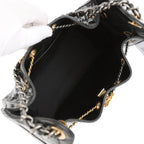 Small 25 Hobo Bag Black Shiny Crumpled Calfskin Mixed Metal Hardware