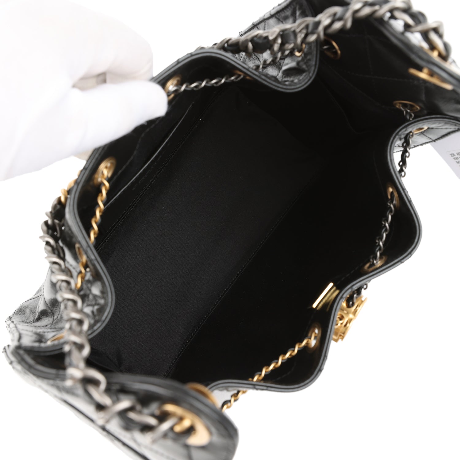 Small 25 Hobo Bag Black Shiny Crumpled Calfskin Mixed Metal Hardware