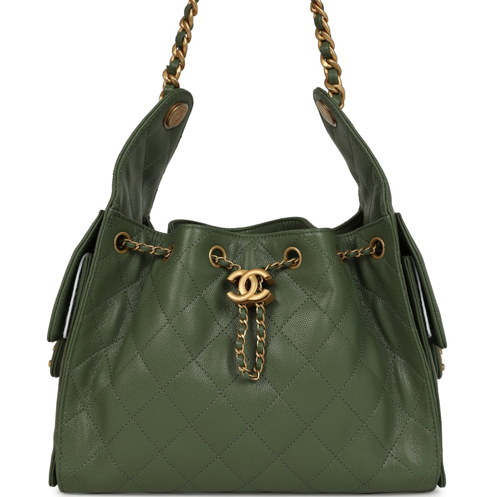 Small 25 Hobo Bag Khaki Caviar Antique Gold Hardware