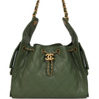 Small 25 Hobo Bag Khaki Caviar Antique Gold Hardware
