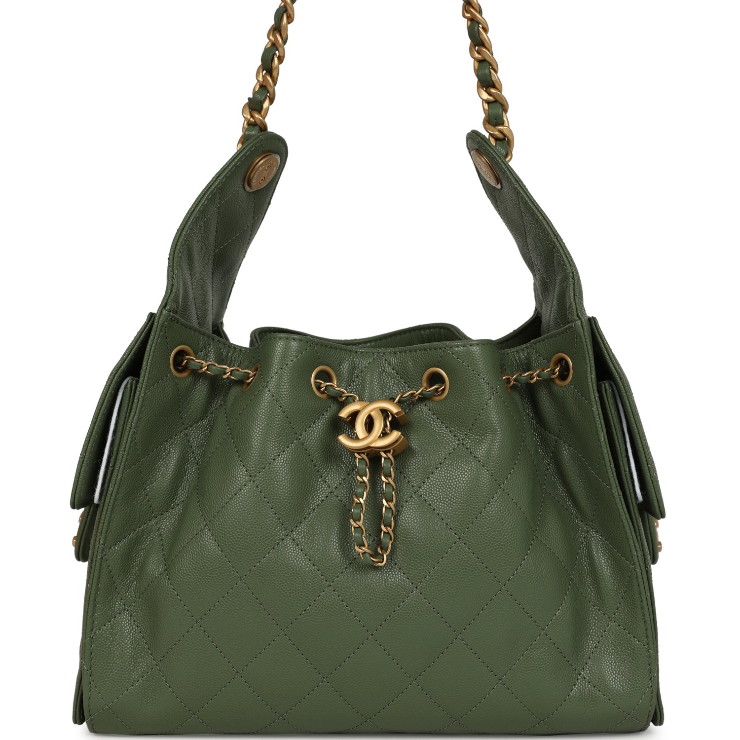 Small 25 Hobo Bag Khaki Caviar Antique Gold Hardware
