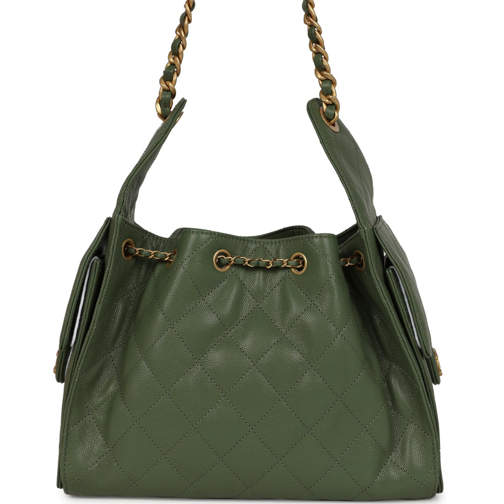 Small 25 Hobo Bag Khaki Caviar Antique Gold Hardware
