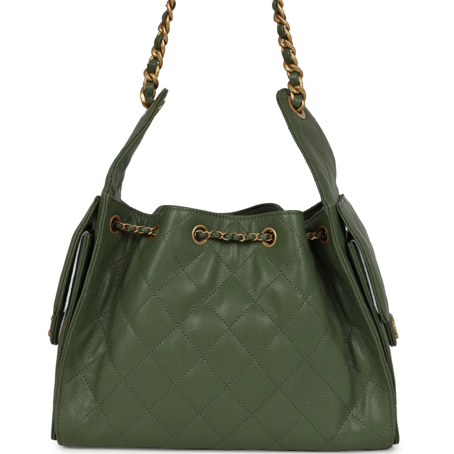 Small 25 Hobo Bag Khaki Caviar Antique Gold Hardware