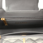 Small Kelly Shopper Grey Shiny Aged Calfskin Brushed Gold Hardware