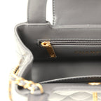 Small Kelly Shopper Grey Shiny Aged Calfskin Brushed Gold Hardware