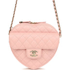 CC In Love Large Heart Bag with Chain Light Pink Lambskin Light Gold Hardware
