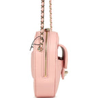 CC In Love Large Heart Bag with Chain Light Pink Lambskin Light Gold Hardware