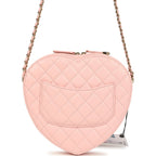 CC In Love Large Heart Bag with Chain Light Pink Lambskin Light Gold Hardware