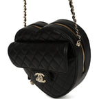 CC In Love Large Heart Bag with Chain Black Lambskin Light Gold Hardware