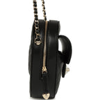 CC In Love Large Heart Bag with Chain Black Lambskin Light Gold Hardware