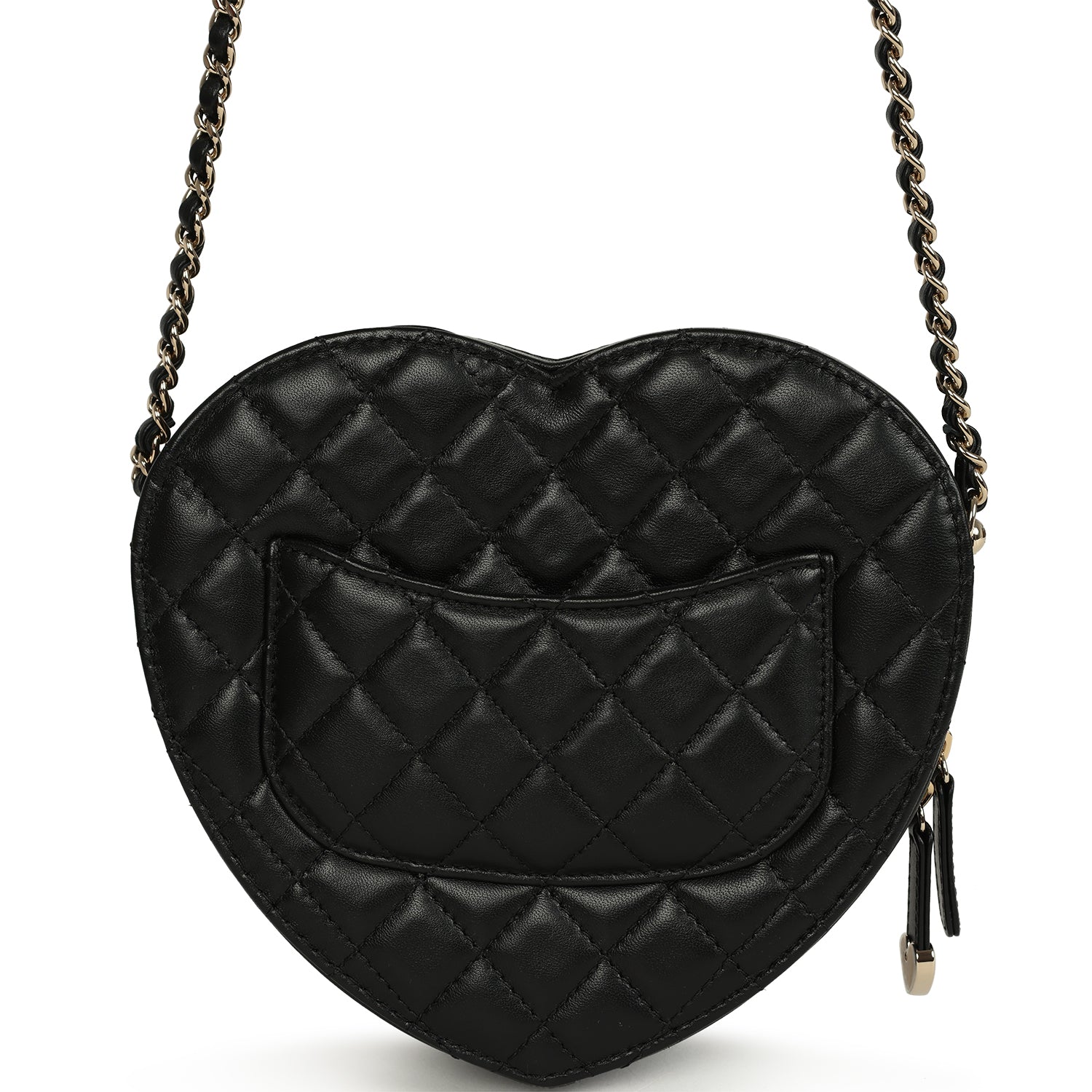 CC In Love Large Heart Bag with Chain Black Lambskin Light Gold Hardware