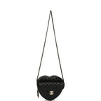 CC In Love Large Heart Bag with Chain Black Lambskin Light Gold Hardware